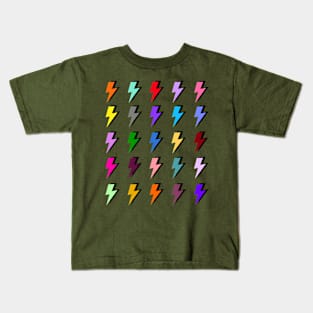 Preppy Multi Colour Lightning Pattern Kids T-Shirt